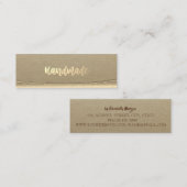 クラフト、素朴金ゴールド手作り スキニー名刺 (正面/裏面)