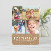 クラフト+金ゴールドグリッタールックホリデーフォトカード シーズンカード (スタンド正面)