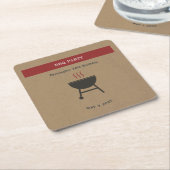 クラフト&BBQ素朴パーティー誕生日コースター スクエアペーパーコースター (アングル)