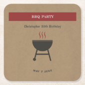 クラフト&BBQ素朴パーティー誕生日コースター スクエアペーパーコースター (正面)