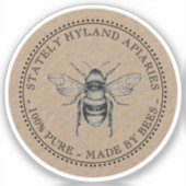 クラフトApiar 100%純粋な蜂の蜂蜜によって作られる シール (正面)