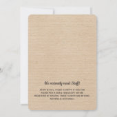 クラフフェイクオ親の引っ越し祝いパーティーおもしろいパーティー 招待状 (裏面)