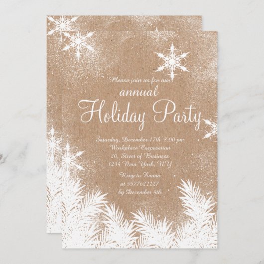 クラフフェイクトの雪の冬の休企業の日 招待状 (正面/裏面)