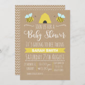 クラフフェイクトツインズ忙しビーベビーシャワー招待状 招待状 (正面/裏面)