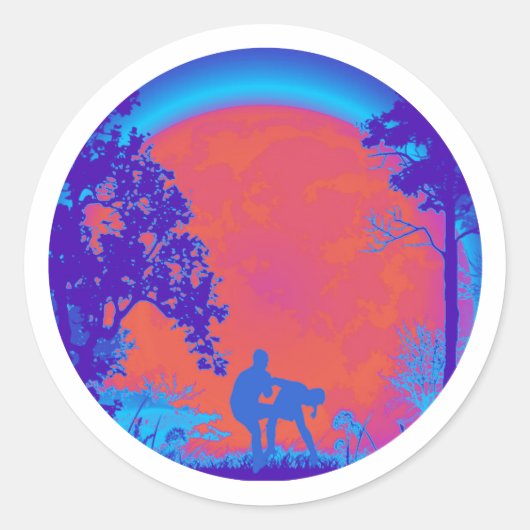 クラフマガグリンキック満月ステッカーNeon ラウンドシール (正面)