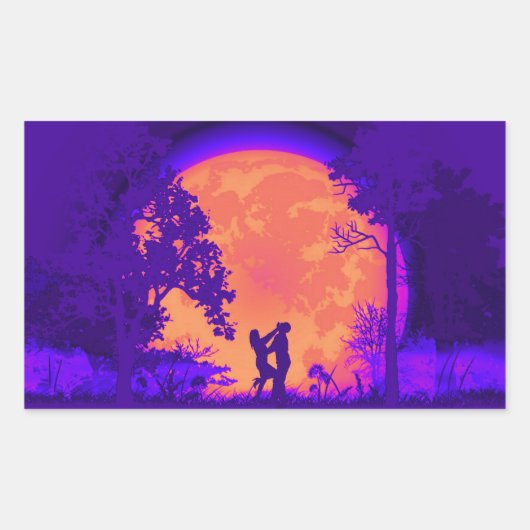 クラフマガニーディフェンス満月ステッカーオレンジ 長方形シール (正面)