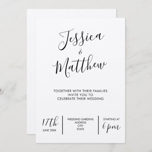 クラフモダンエレガントト結婚式招待状 招待状 (正面/裏面)