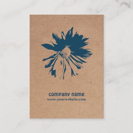 クラフモダンエレガント紙ブルーフローラパターン（の模様が）ある 名刺 (正面)