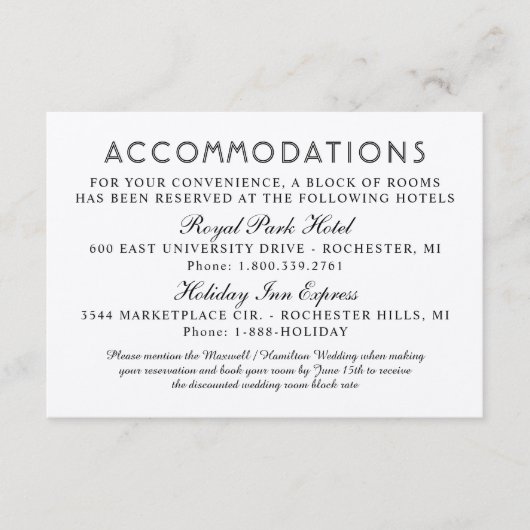 クラフモダントとブラック結婚の宿泊施設 エンクロージャーカード (正面)