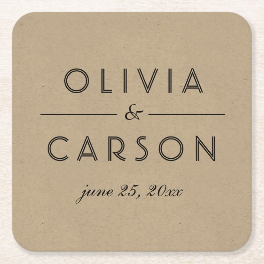 クラフモダントとブラック結婚ズモノグラム スクエアペーパーコースター (正面)