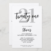クラフモダントエレガント21歳の誕生日 招待状 (正面/裏面)