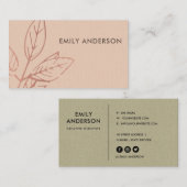 クラフモダントコンテンポラリー赤面バラピンク葉 名刺 (正面/裏面)