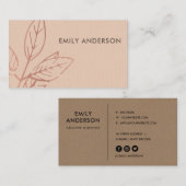 クラフモダントコンテンポラリー赤面ピンクサビ葉 名刺 (正面/裏面)