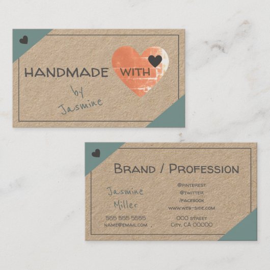 クラフモダント紙かわいらしデザイン 名刺 (正面/裏面)