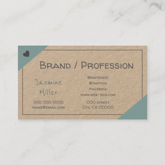 クラフモダント紙かわいらしデザイン 名刺 (裏面)