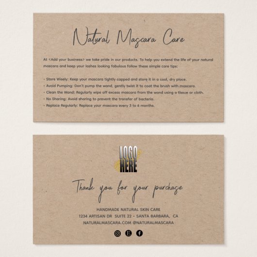 クラフモダント紙ロゴマスカラコスメ気にティ (正面&裏面)