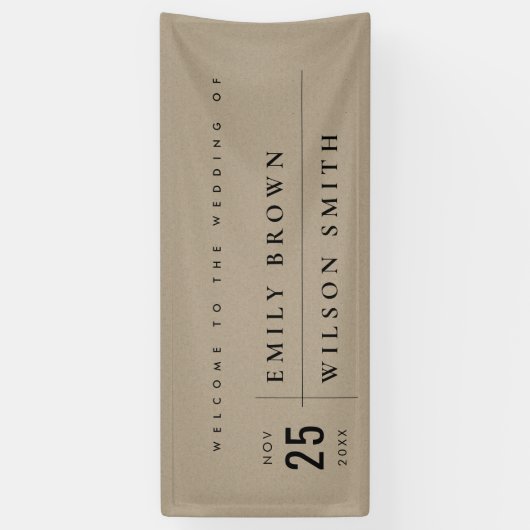 クラフモダント素朴タイポグラフィ結婚の歓迎 横断幕 (縦)