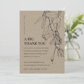 クラフモダン素朴ト線スケッチフローラ結婚 サンキューカード (スタンド正面)