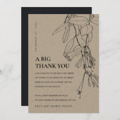 クラフモダン素朴ト線スケッチフローラ結婚 サンキューカード (正面/裏面)