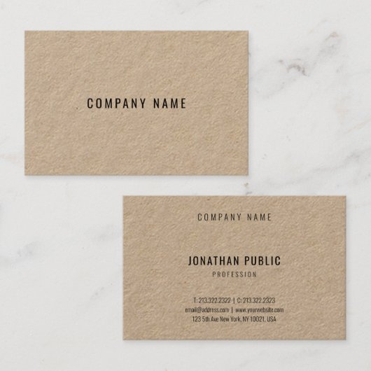 クラフ実在ト紙エレガント会社モダンテンプレート 名刺 (正面/裏面)