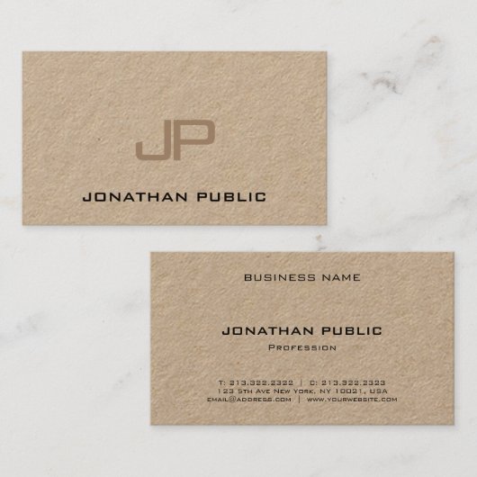 クラフ実在紙モノグラエレガントムモダンシンプル 名刺 (正面/裏面)