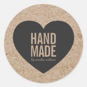 クラフ素朴トとグレーのハート手作り ラウンドシール (正面)