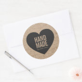 クラフ素朴トとグレーのハート手作り ラウンドシール (封筒)