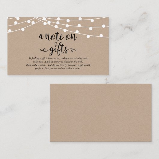 クラフ素朴トの紐灯,贈り物のメモ エンクロージャーカード (正面/裏面)