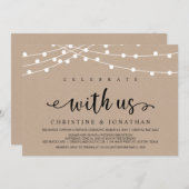 クラフ素朴トの駆け落ち場のフ結婚ァームストリングライト 招待状 (正面/裏面)