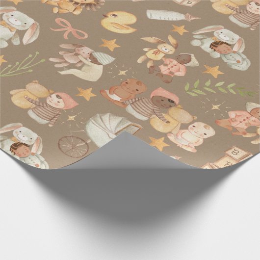 クラフ素朴トオールエスニティヴィンテージベビー&フレンズ ラッピングペーパー (角)