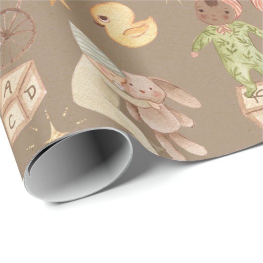 クラフ素朴トオールエスニティヴィンテージベビー&フレンズ ラッピングペーパー (ロールコーナー)