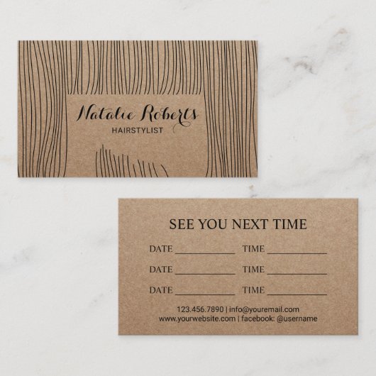 クラフ素朴トカスタムヘアカラー美容師サロン 予約カード (正面/裏面)