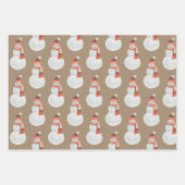 クラフ素朴トクリスマスストッキング雪だるま&ジャミー ラッピングペーパーシート (正面2)