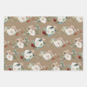 クラフ素朴トクリスマスブーケススプリグ&ポジズ ラッピングペーパーシート (正面2)