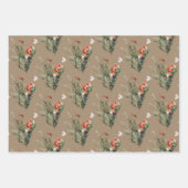 クラフ素朴トクリスマスブーケススプリグ&ポジズ ラッピングペーパーシート (正面)