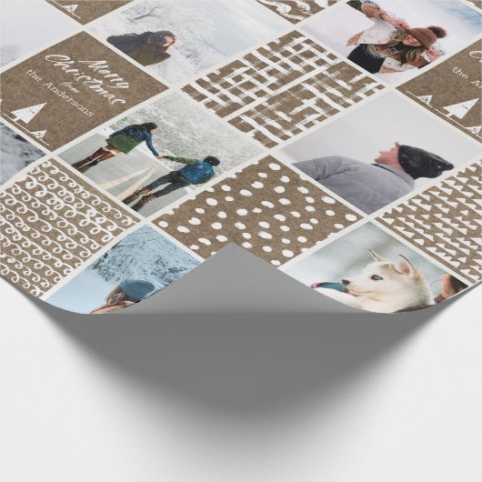 クラフ素朴トクリスマス個人用コラージュ写真 ラッピングペーパー (角)