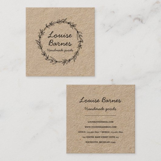 クラフ素朴トスクエア名刺のリース スクエア名刺 (正面/裏面)