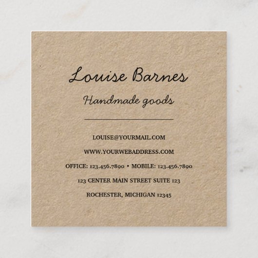 クラフ素朴トスクエア名刺のリース スクエア名刺 (裏面)