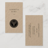 クラフ素朴トテニスインストラクターのシールロゴ 名刺 (正面/裏面)