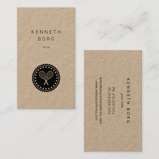 クラフ素朴トテニスインストラクターのシールロゴ 名刺 (正面/裏面)