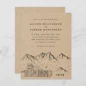 クラフ素朴トハンドドローンマウンテン&ハッ結婚ツズ インビテーションポストカード (正面/裏面)