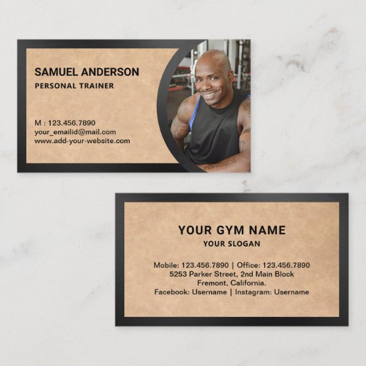 クラフ素朴トフィットネスパーソナルトレーナー写真 名刺 (正面/裏面)