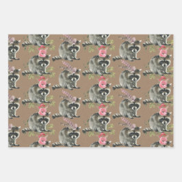 クラフ素朴トベビーのパーティー用のタヌキ ラッピングペーパーシート