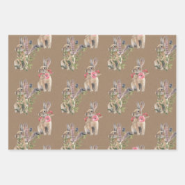 クラフ素朴トベビーウサギのパーティー ラッピングペーパーシート