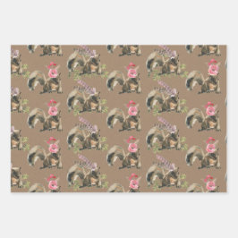 クラフ素朴トベビーリスがパーティーの服を着る ラッピングペーパーシート