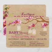 クラフ素朴トモダンフローラのびぶら下がったんベビーシャワー 招待状 (正面/裏面)