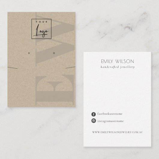 クラフ素朴トモノグラムスタッドイヤリングロゴディスプレイ 名刺 (正面/裏面)