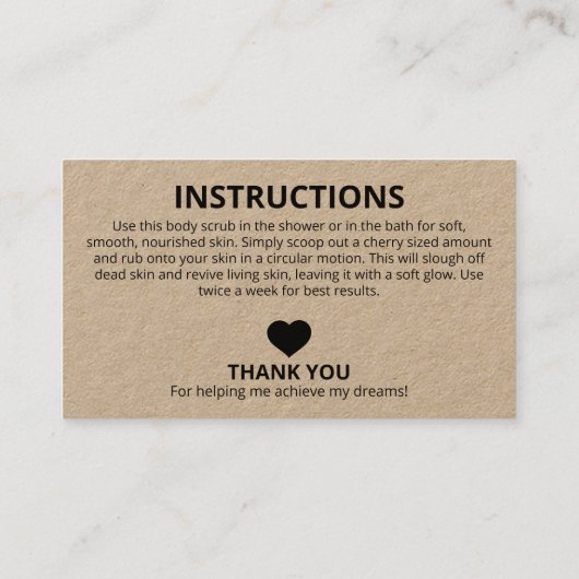 クラフ素朴ト原料の指示 名刺 (裏面)