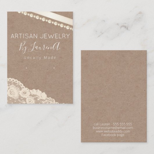 クラフ素朴ト手作りイヤリングジュエリー表示 名刺 (正面/裏面)