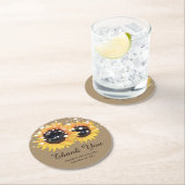 クラフ素朴ト紙ひまわり結婚のサンフラワー ラウンドペーパーコースター (インサイチュ)